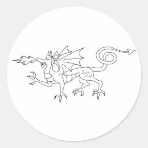 Dragon Illustration zum Feueratmen Runder Aufkleber