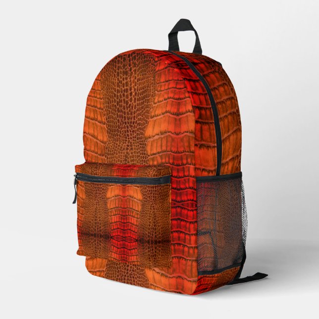 Dragon in Bright Orange Imitats Leather Bedruckter Rucksack (Rückseitige Ecke Rechts)