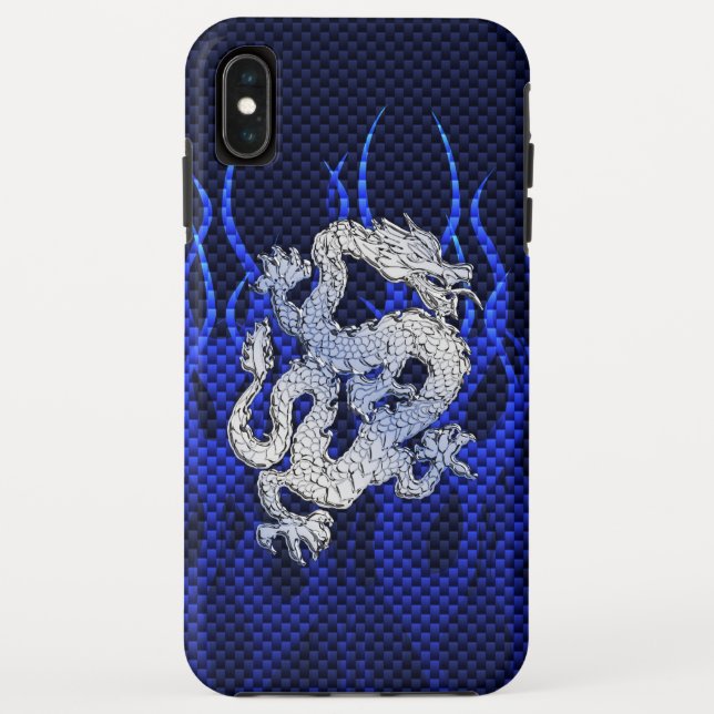 Dragon in Chrome wie blauer Carbon Fibre Style Case-Mate iPhone Hülle (Rückseite)