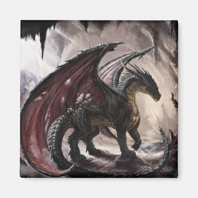 Dragon in Höhle Magnet (Vorne)