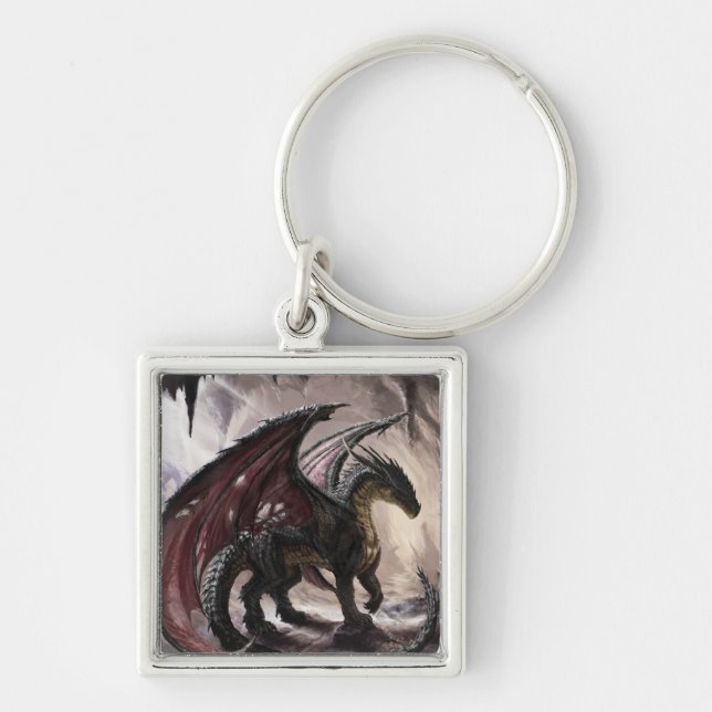 Dragon in Höhle Schlüsselanhänger (Vorne)