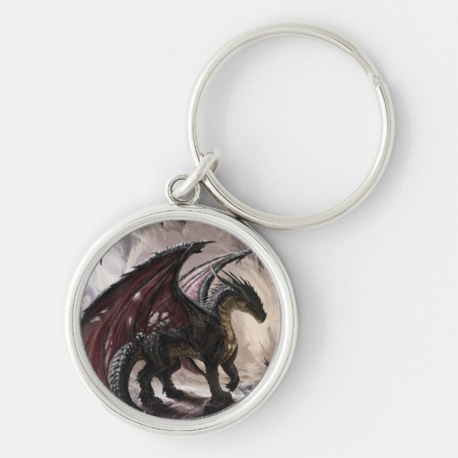 Dragon in Höhle Schlüsselanhänger (Vorne)