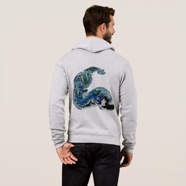 Dragon in the Waves – Abstract Ocean Energy Hoodie (Schwarz voll)