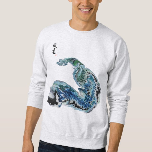 Dragon in the Waves – Abstract Ocean Energy Sweatshirt (Vorderseite)