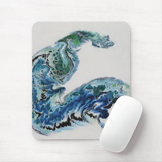 Dragon in the Waves – Abstract Ocean  Mouse Pad Mousepad (Mit Mouse)