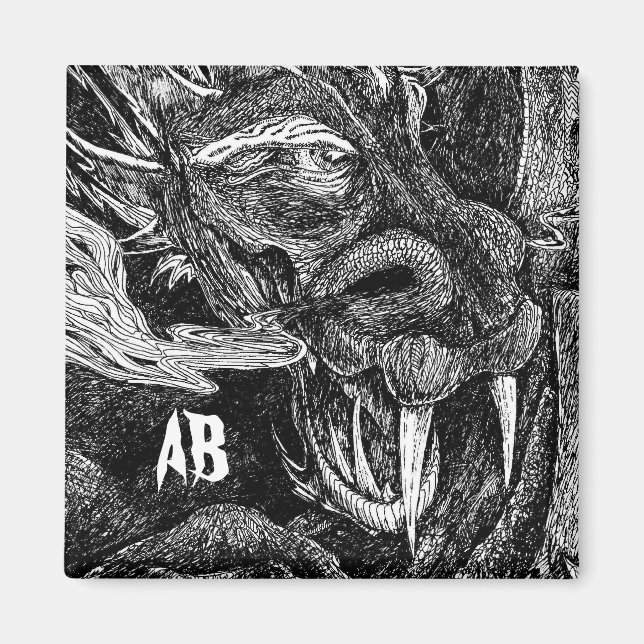 Dragon 'initials' Kühlschrankmagnet Magnet (Vorne)