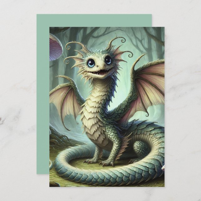 Dragon Jabberwocky Niedlich Fantasy Creative Art (Vorne/Hinten)