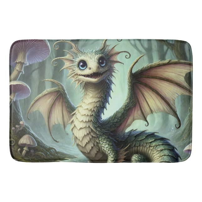 Dragon Jabberwocky Niedlich Fantasy Creative Art Badematte (Vorderseite)