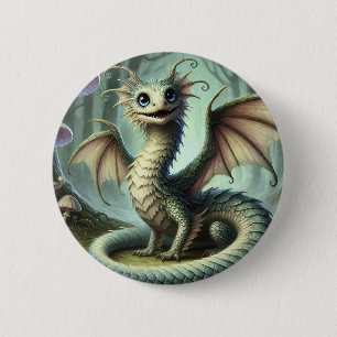 Dragon Jabberwocky Niedlich Fantasy Creative Art Button