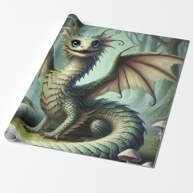 Dragon Jabberwocky Niedlich Fantasy Creative Art Geschenkpapier (Ungerollt)