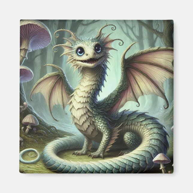Dragon Jabberwocky Niedlich Fantasy Creative Art Magnet (Vorne)