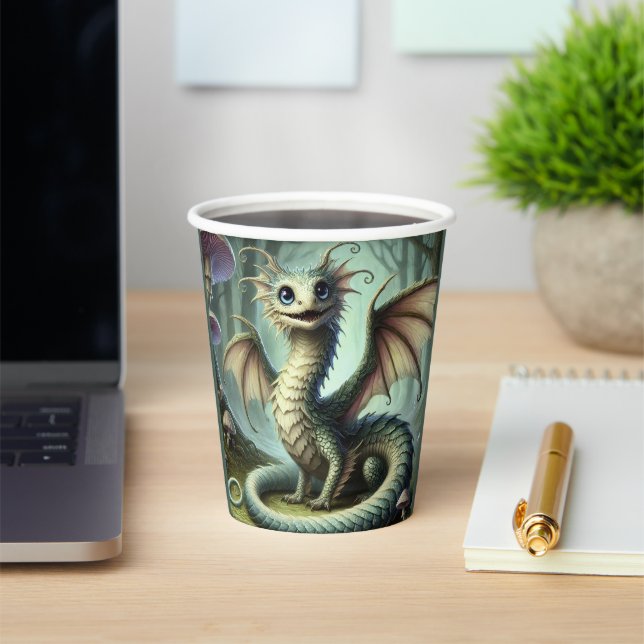 Dragon Jabberwocky Niedlich Fantasy Creative Art Pappbecher (InSitu)