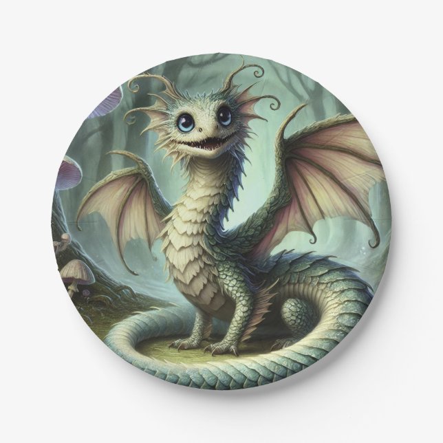 Dragon Jabberwocky Niedlich Fantasy Creative Art Pappteller (Vorderseite)
