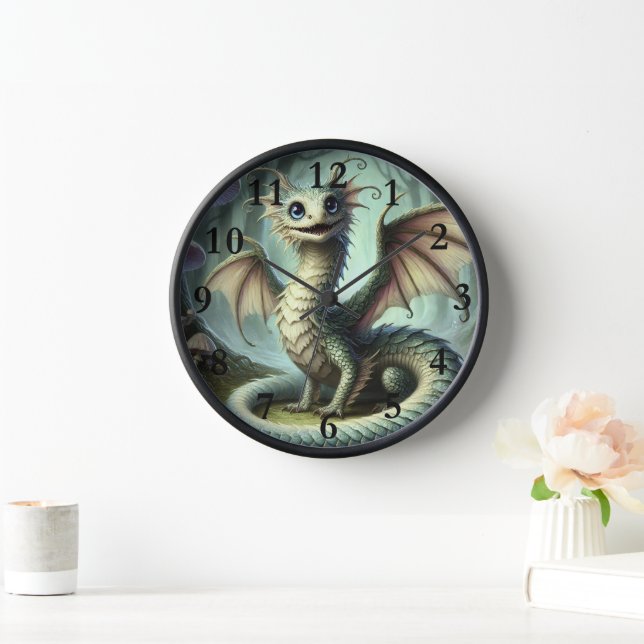 Dragon Jabberwocky Niedlich Fantasy Creative Art Uhr (Zuhause)