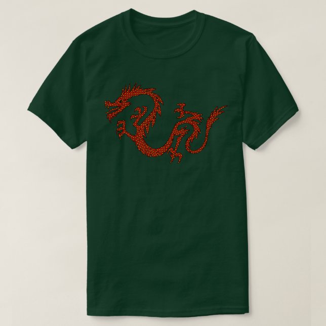 Dragon Japan Retro Style Asia Mosaic Dragon T-Shirt (Design vorne)