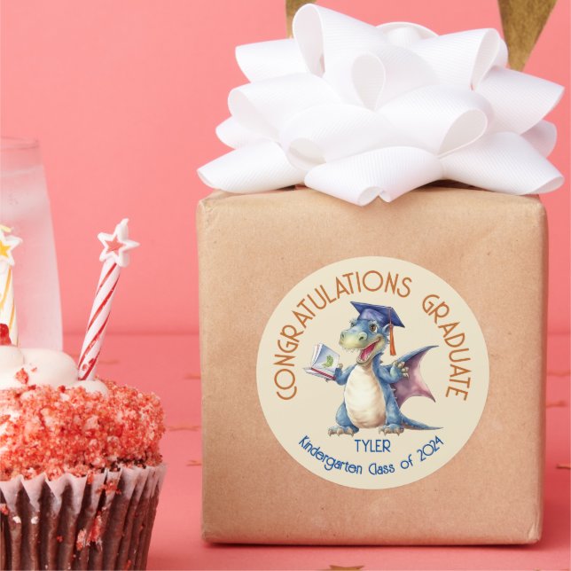 Dragon Kindergarten Graduate Runder Aufkleber (Party)