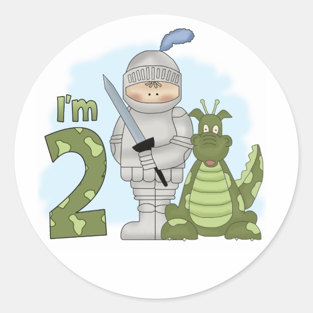 Dragon Knight 2. Geburtstag Runder Aufkleber (Vorderseite)