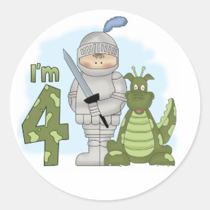 Dragon Knight 4. Geburtstag Runder Aufkleber