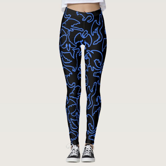 Dragon Kontur Muster 03.b Black BG Leggings (Vorderseite)