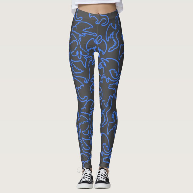 Dragon Kontur pattern 03.b D Gray BG Leggings (Vorderseite)
