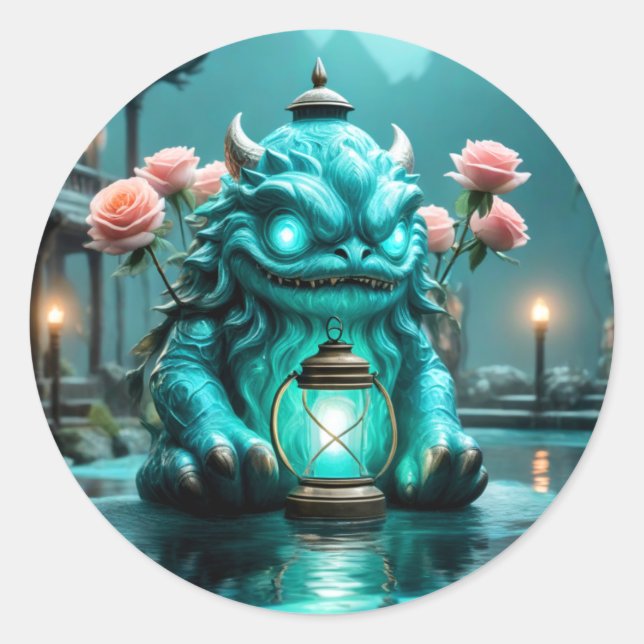 Dragon Lantern Runder Aufkleber (Vorderseite)