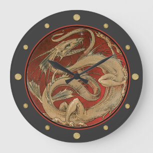 Dragon-Legende Art Nouveau Große Wanduhr
