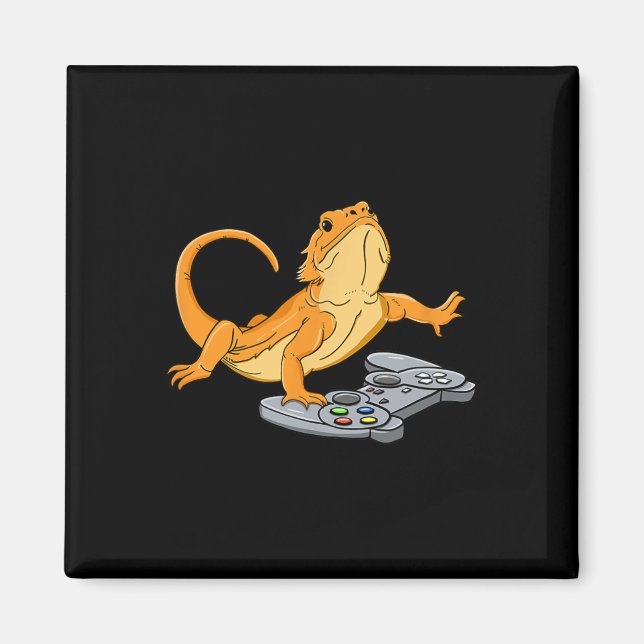 Dragon Lizard Gamer Video Gecko Magnet (Vorne)