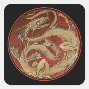 Dragon Lore Art Nouveau Quadratischer Aufkleber