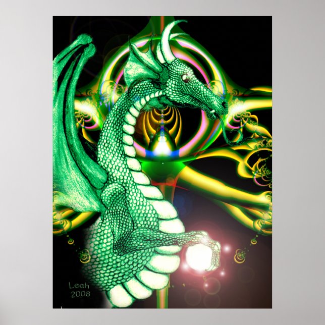 ~Dragon Lore~ Magischer Grüner Drache Poster (Vorne)