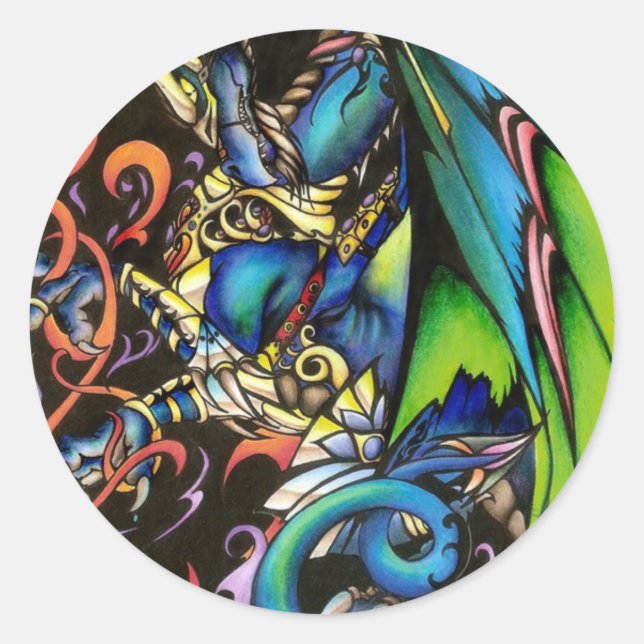 Dragon Magic Runder Aufkleber (Vorderseite)