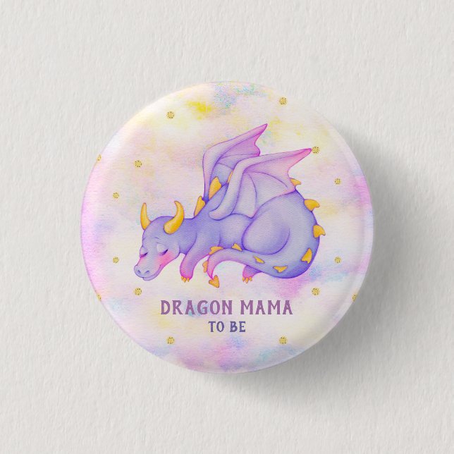 Dragon Mama to be Baby Shooting Lila Dragon Button (Vorderseite)