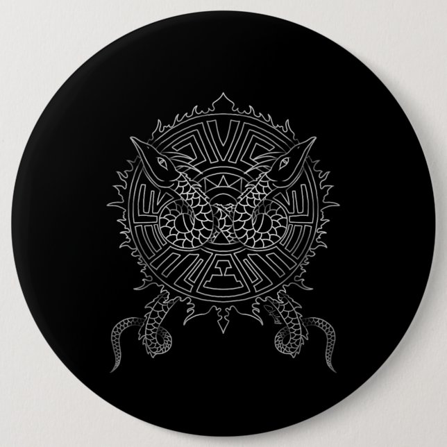 Dragon Mandala Tattoo Design Button (Vorderseite)