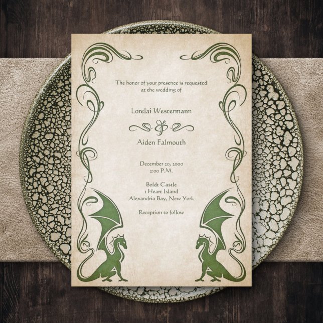 Dragon Medieval Fantasy Wedding Einladung (Von Creator hochgeladen)