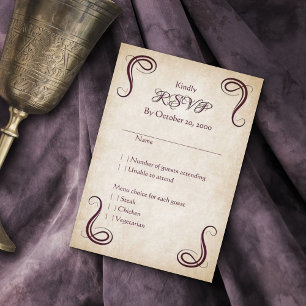 Dragon Medieval Fantasy Wedding RSVP Karte