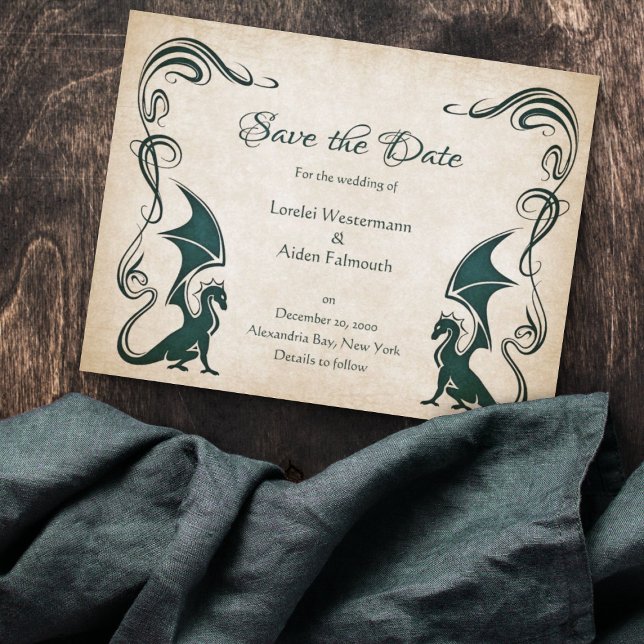 Dragon Medieval Fantasy Wedding Save The Date (Von Creator hochgeladen)