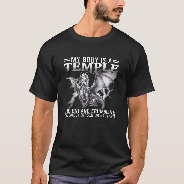 Dragon mein Körper ist ein Tempel antiken Klummel  T-Shirt (Vorderseite)