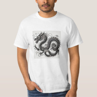 Dragón Místico en Blanco y Negro Economica T-Shirt