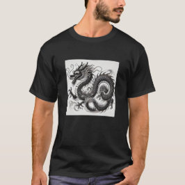 Dragón Místico en Blanco y Negro T-Shirt