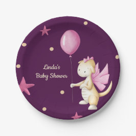 Dragon mit Balloon Dark Pink Girl Baby Shooter Pappteller