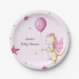 Dragon mit Balloon Light Pink Girl Baby Dusche Pappteller