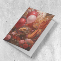 Dragon mit Birthday Balloons