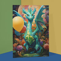 Dragon mit Birthday Balloons