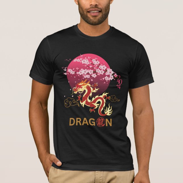 Dragon mit Cherry Blossom T-Shirt (Vorderseite)