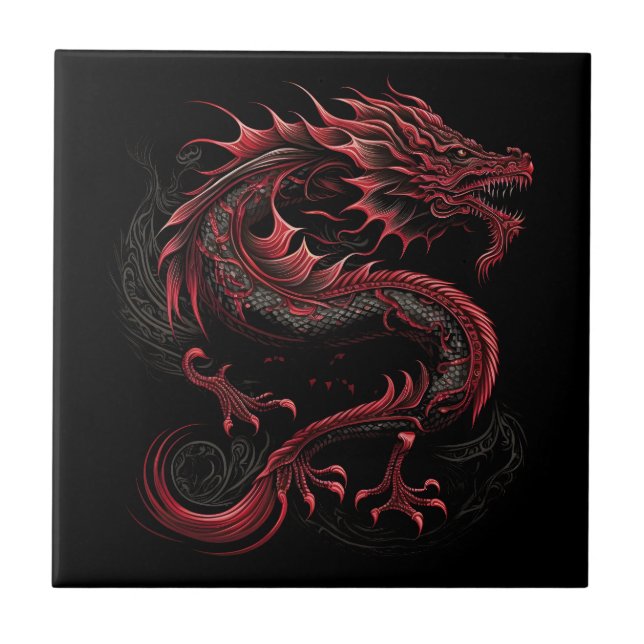 Dragon-mit-Gelb-Kopf-Grün Fliese (Vorderseite)