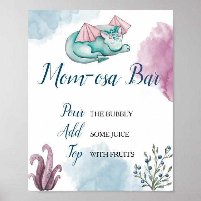 Dragon Mom-osa Bar Mimosa Bar Display Sign Poster (Vorne)