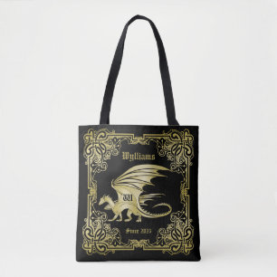 Dragon Monogram Gold Frame Traditionelle Buchabdec