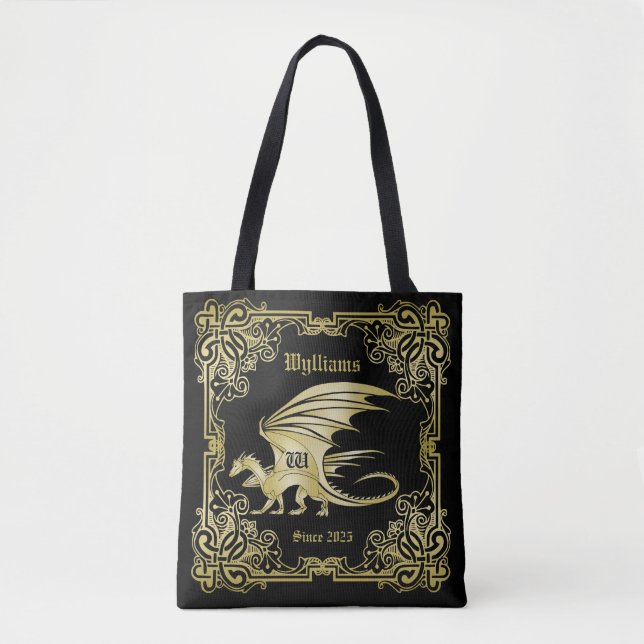 Dragon Monogram Gold Frame Traditionelle Buchabdec (Vorderseite)