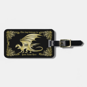 Dragon Monogram Gold Frame Traditionelle Buchabdec Gepäckanhänger