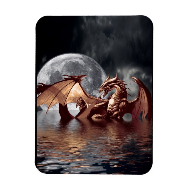 Dragon & Moon Fantasy Art Magnet (Vertikal)