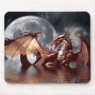 Dragon & Moon Fantasy Art Mousepad